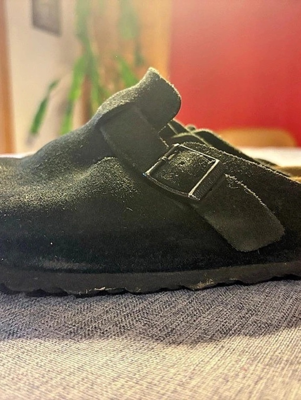 Birkenstock Boston Soft Footbed Suede Leather Soft Footbed Black Suede Clogs